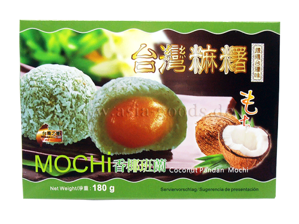 Mochi, gefüllte Klebreiskuchen – Kokosnuss-Pandan – AWON 180g